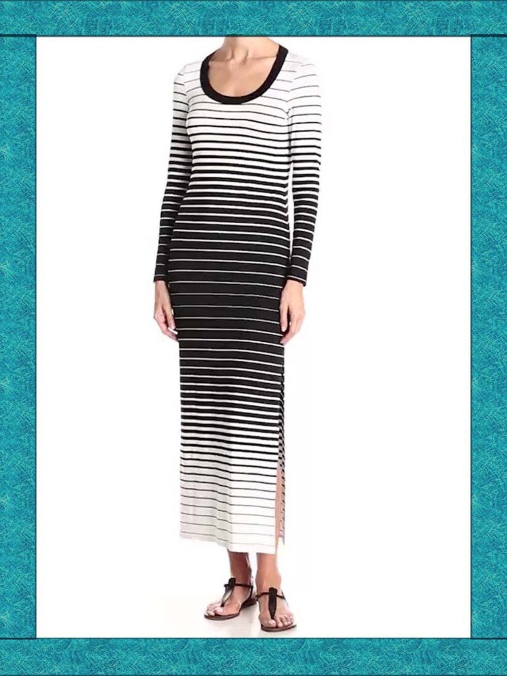 NEW size S/M Karen by Karen Kane Long sleeve striped Maxi dress